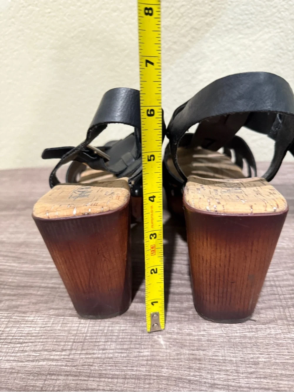 Korks Black Leather Fisherman Platform Sandals